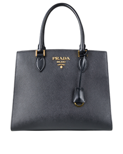 Saffiano Tote, Leather, Black, 158D, E, 3*